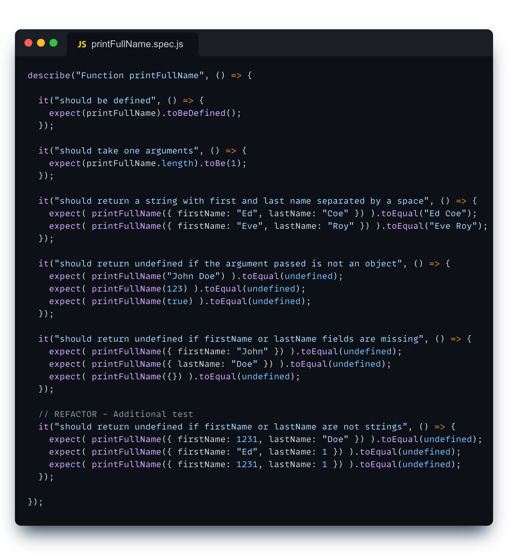 printfullname tests solution