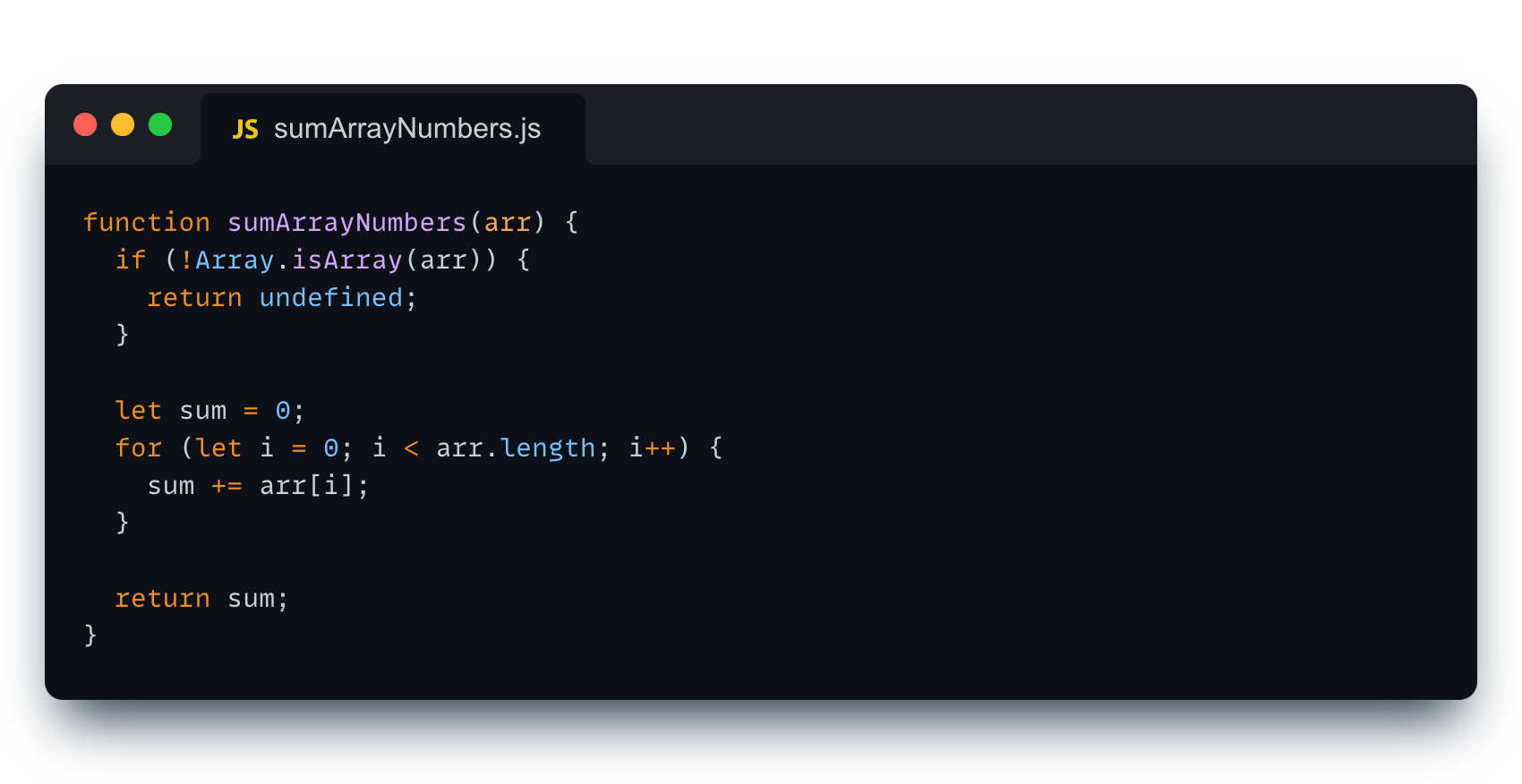 sumarraynumbers solution